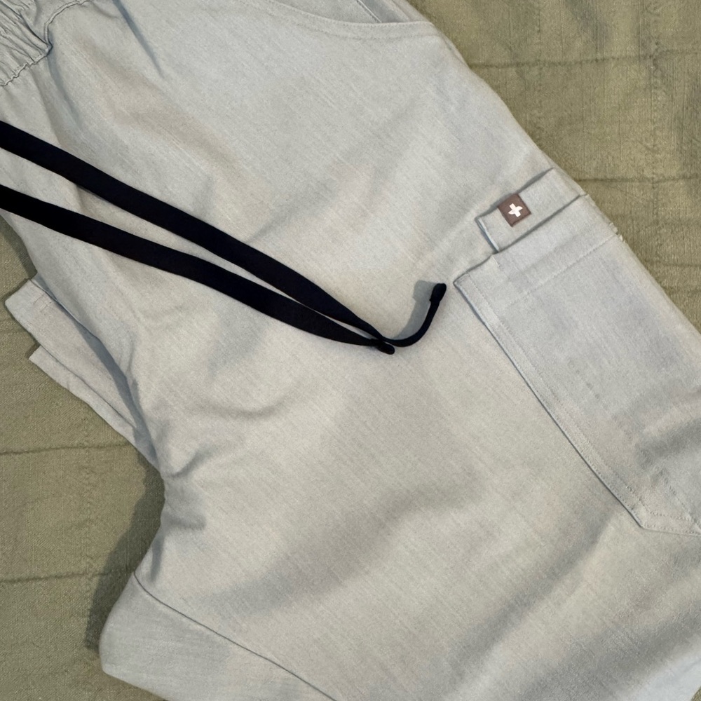 FIGS Light Gray Henley Scrub Top - Picture 2 of 3